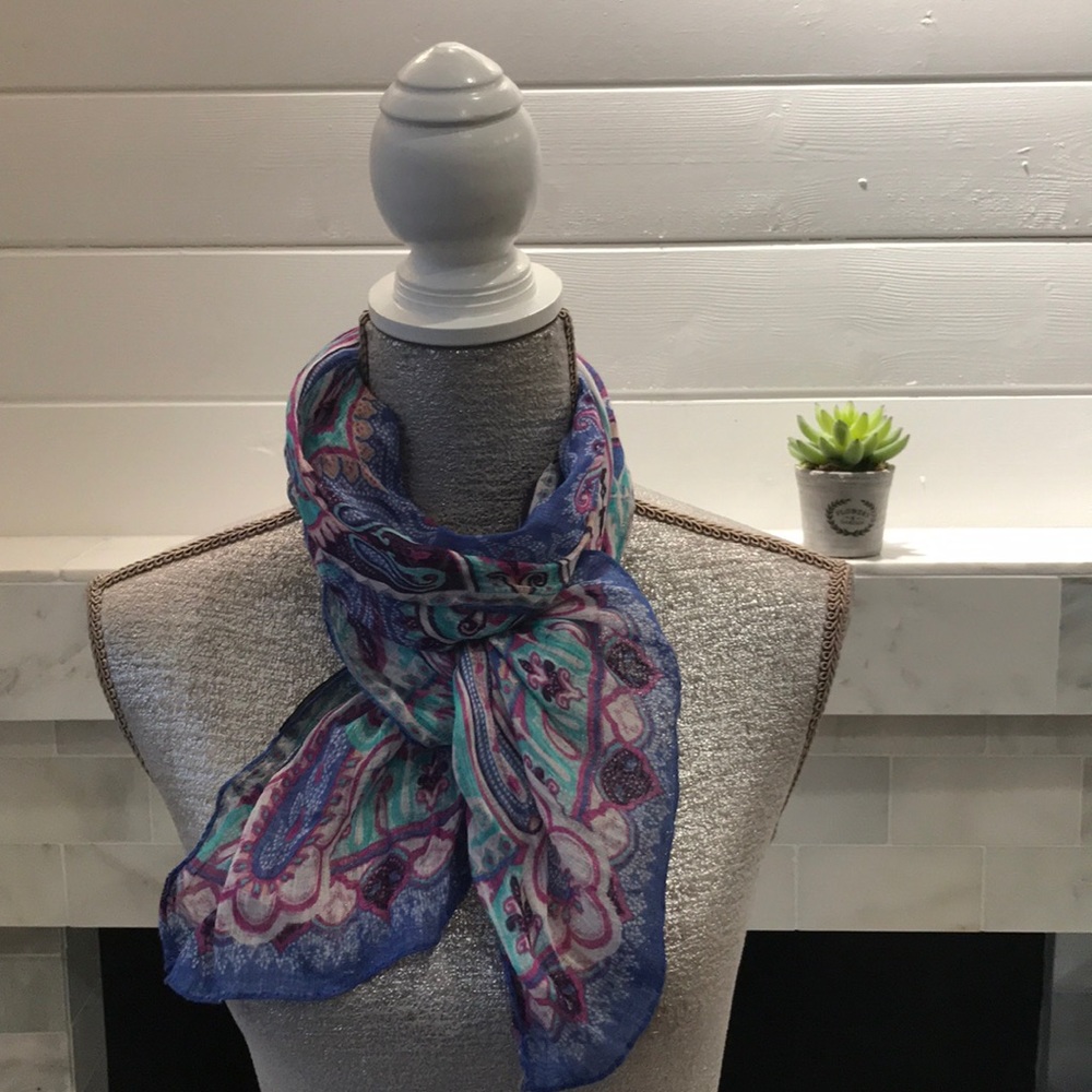 Etro Paisley Silk Scarf in Blue, Purple, Teal